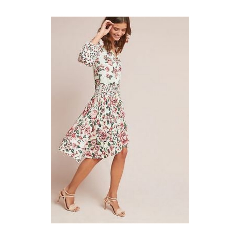 Anthropologie Farm Rio Anabella Smocked Dress Women's XXS Floral